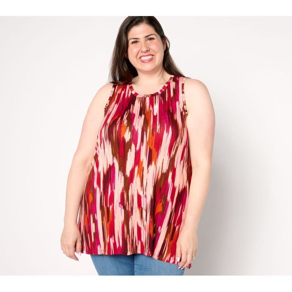 Liberare Women's Top Plus Sz 2X Scoopneck Tank Side Slits Red A659284